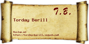 Torday Berill névjegykártya